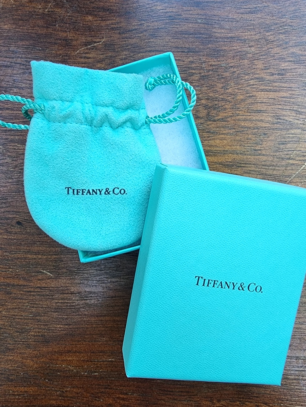 Authentic Tiffany & Co Empty Jewelry Box And Drawstring Pouch Set